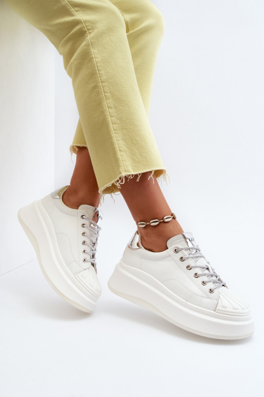 Leer Sneakers model schoenen Dames met platform GOE NN2N4033 Initte kleur Leer Sneakers model schoenen Dames met platform GOE NN2N4033 Initte kleur