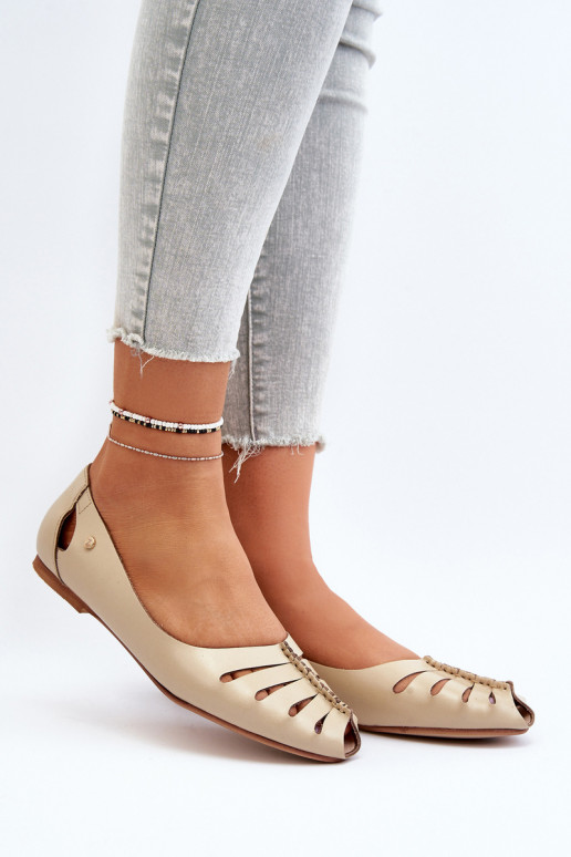 Zazoo 10009 Comfortabele ballerinas van echt leer Dames beige Zazoo 10009 Comfortabele ballerinas van echt leer Dames beige