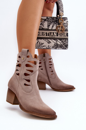 Leer Laarzen Met uitsparingen Het heeftciejka 06412-04 beige