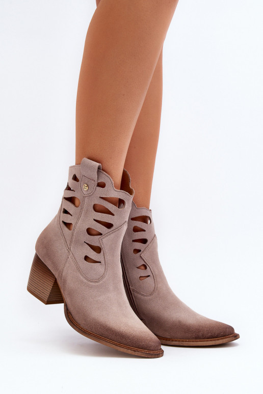 Leer Laarzen Met uitsparingen Het heeftciejka 06412-04 beige