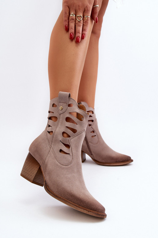 Leer Laarzen Met uitsparingen Het heeftciejka 06412-04 beige