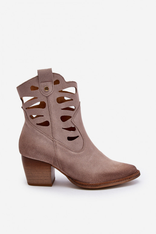 Leer Laarzen Met uitsparingen Het heeftciejka 06412-04 beige