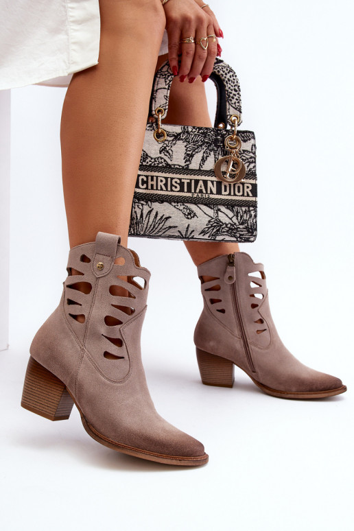 Leer Laarzen Met uitsparingen Het heeftciejka 06412-04 beige