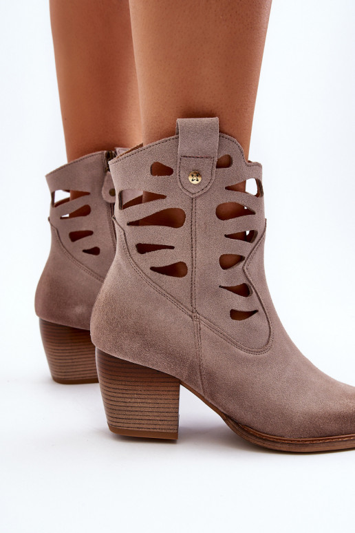 Leer Laarzen Met uitsparingen Het heeftciejka 06412-04 beige