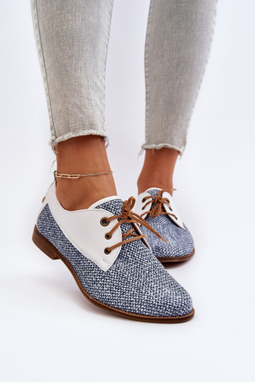 Leer schoenen Dames met brede hakken Het heeftciejka 06461-17 blauIn