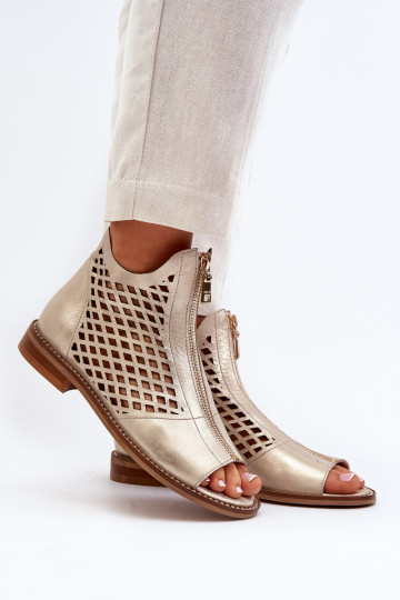 Zazoo 977/L Leer OpengeInerkte sandalen Opar het kasteel gouden kleur 2