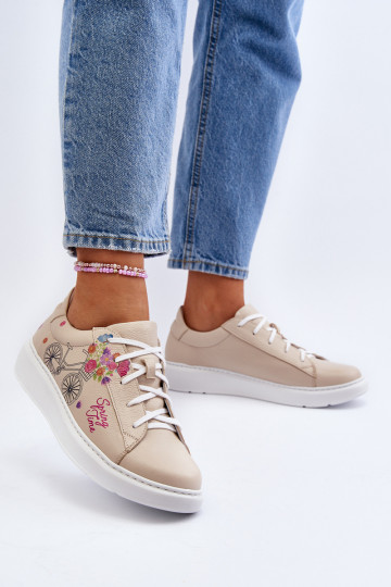 Zazoo 024/TAMARA dames leren sportschoenen zandkleur