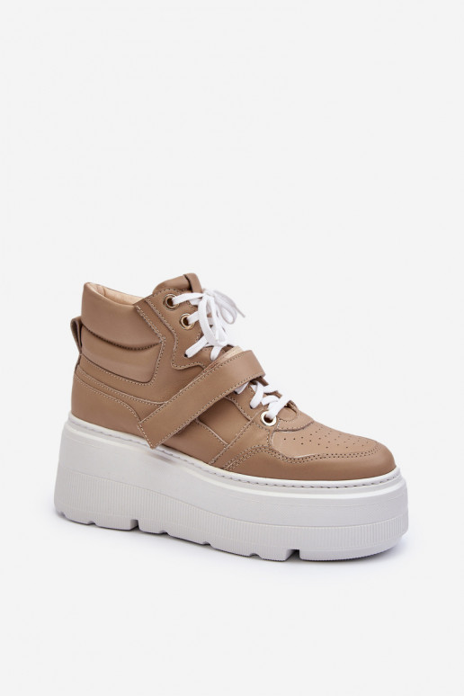 Zazoo 3450 Leer Sneakers model schoenen Dames beige Zazoo 3450 Leer Sneakers model schoenen Dames beige