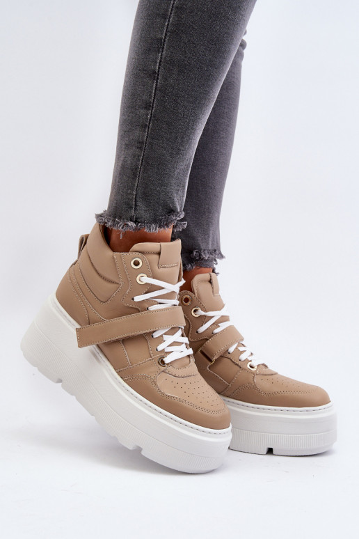 Zazoo 3450 Leer Sneakers model schoenen Dames beige Zazoo 3450 Leer Sneakers model schoenen Dames beige