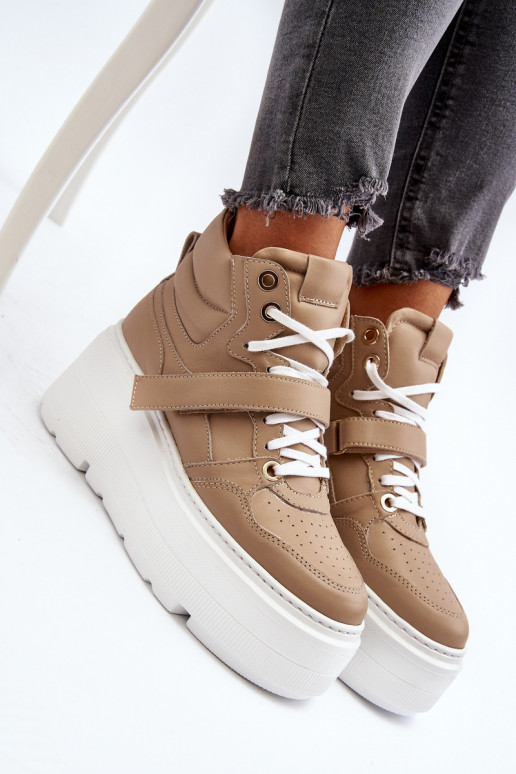 Zazoo 3450 Leer Sneakers model schoenen Dames beige Zazoo 3450 Leer Sneakers model schoenen Dames beige