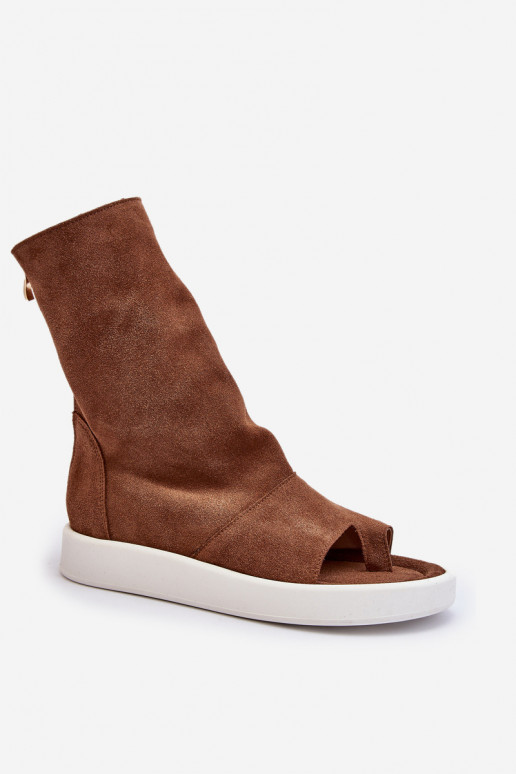 Zazoo 3441 Suède damessandalenCholeInka bruine kleur Zazoo 3441 Suède damessandalenCholeInka bruine kleur