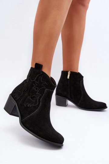 Zazoo 3426 dames suède laarzen in cowboystijl zwarte kleur