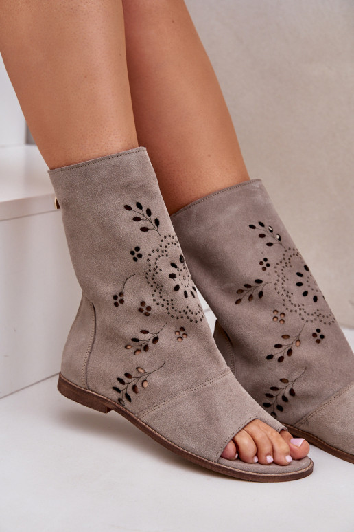 Zazoo 3437 Dames Sandalen van suède met laarzen Opar het kasteel beige Zazoo 3437 Dames Sandalen van suède met laarzen Opar het kasteel beige