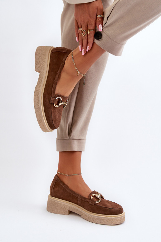 Zazoo 3429 Suède mocassins Dames met ornamenten bruine kleur Zazoo 3429 Suède mocassins Dames met ornamenten bruine kleur