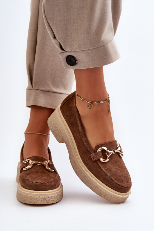 Zazoo 3429 Suède mocassins Dames met ornamenten bruine kleur Zazoo 3429 Suède mocassins Dames met ornamenten bruine kleur