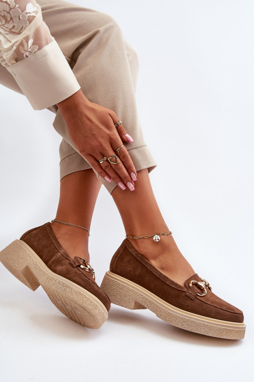 Zazoo 3429 Suède mocassins Dames met ornamenten bruine kleur Zazoo 3429 Suède mocassins Dames met ornamenten bruine kleur