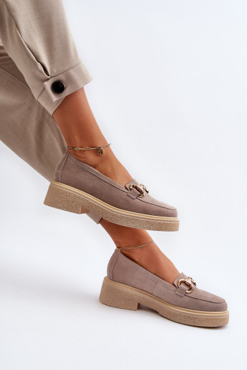 Zazoo 3429 Suède mocassins Dames met ornamenten kleur cappuccino 2