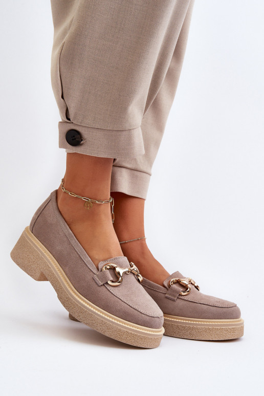 Zazoo 3429 Suède mocassins Dames met ornamenten kleur cappuccino Zazoo 3429 Suède mocassins Dames met ornamenten kleur cappuccino