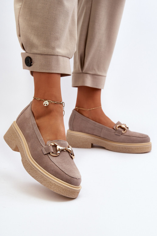 Zazoo 3429 Suède mocassins Dames met ornamenten kleur cappuccino Zazoo 3429 Suède mocassins Dames met ornamenten kleur cappuccino