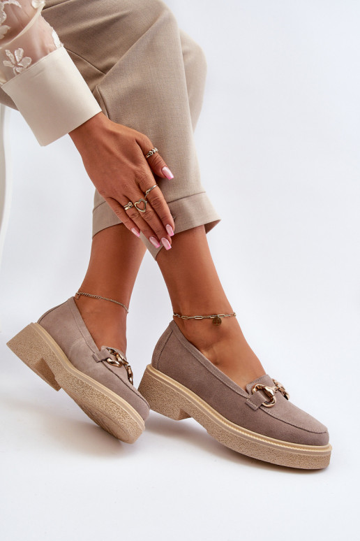 Zazoo 3429 Suède mocassins Dames met ornamenten kleur cappuccino Zazoo 3429 Suède mocassins Dames met ornamenten kleur cappuccino