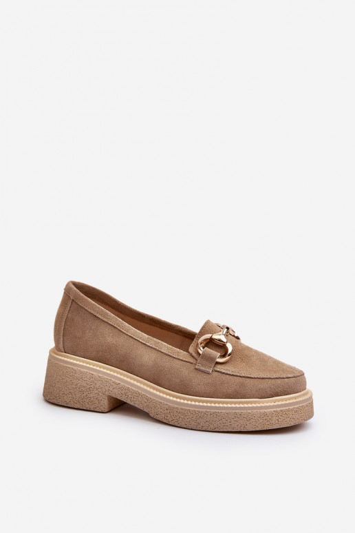 Zazoo 3429 Suède mocassins Dames met ornamenten beige Zazoo 3429 Suède mocassins Dames met ornamenten beige