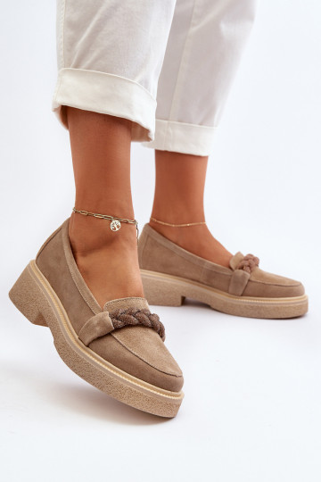 Zazoo 3429/IN Elegante suède mocassins met ornamenten beige