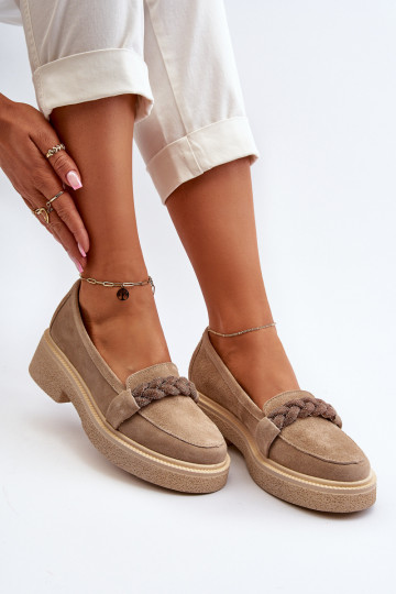 Zazoo 3429/IN Elegante suède mocassins met ornamenten beige 2