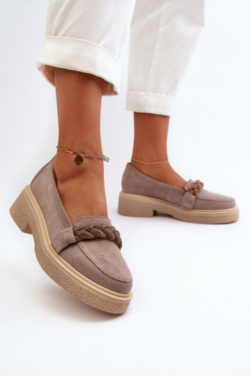 Zazoo 3429/IN Elegante suède mocassins met ornamenten cappuccino