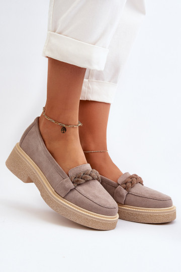 Zazoo 3429/IN Elegante suède mocassins met ornamenten kleur cappuccino 2
