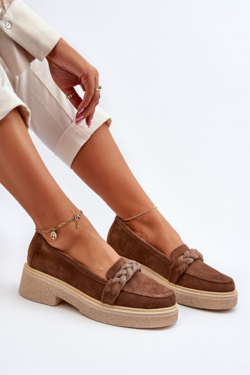 Zazoo 3429/IN Elegante suède mocassins met ornamenten bruine kleur 2