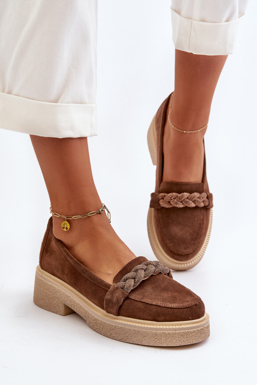 Zazoo 3429/IN Elegante suède mocassins met ornamenten bruine kleur Zazoo 3429/IN Elegante suède mocassins met ornamenten bruine kleur