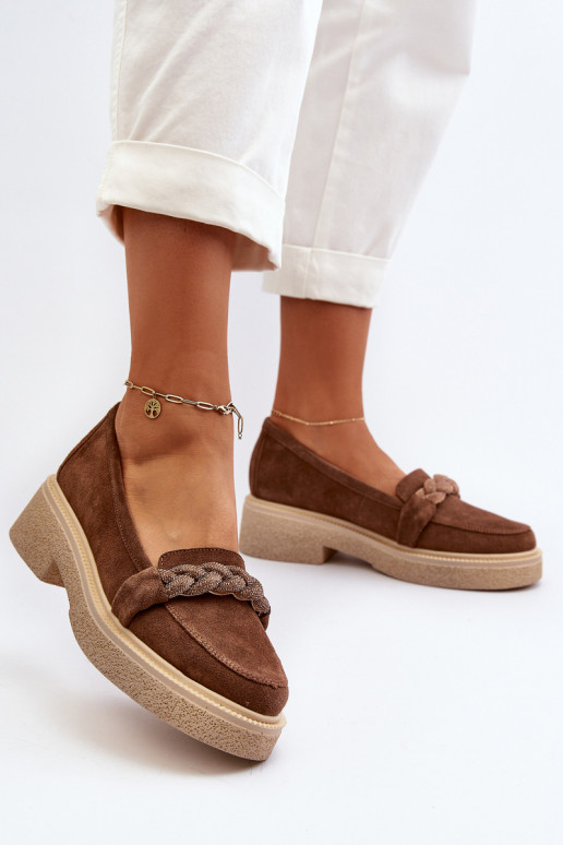 Zazoo 3429/IN Elegante suède mocassins met ornamenten bruine kleur Zazoo 3429/IN Elegante suède mocassins met ornamenten bruine kleur