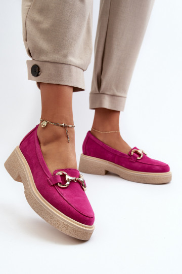 Zazoo 3429 Dames suède mocassins met ornamenten roze