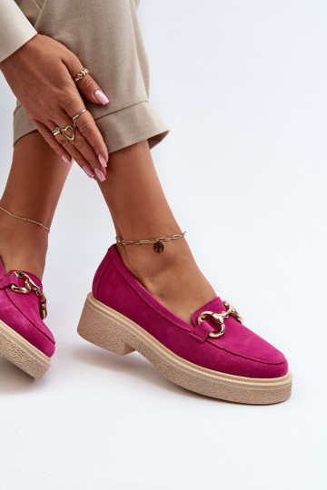 Zazoo 3429 Dames suède mocassins met ornamenten roze 2