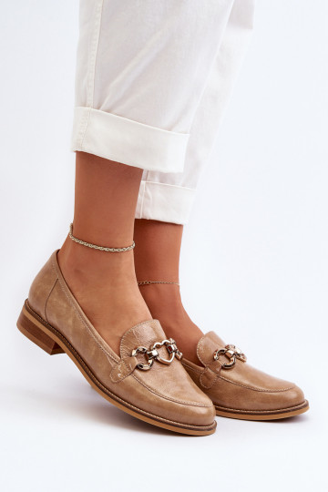 Leer Dames Gelakte mocassins Laura Messi 2760 bruine kleur