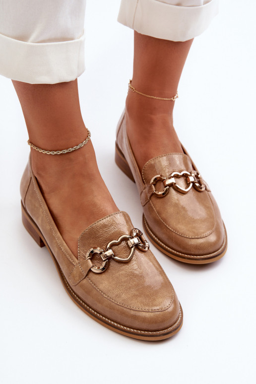 Leer Dames Gelakte mocassins Laura Messi 2760 bruine kleur