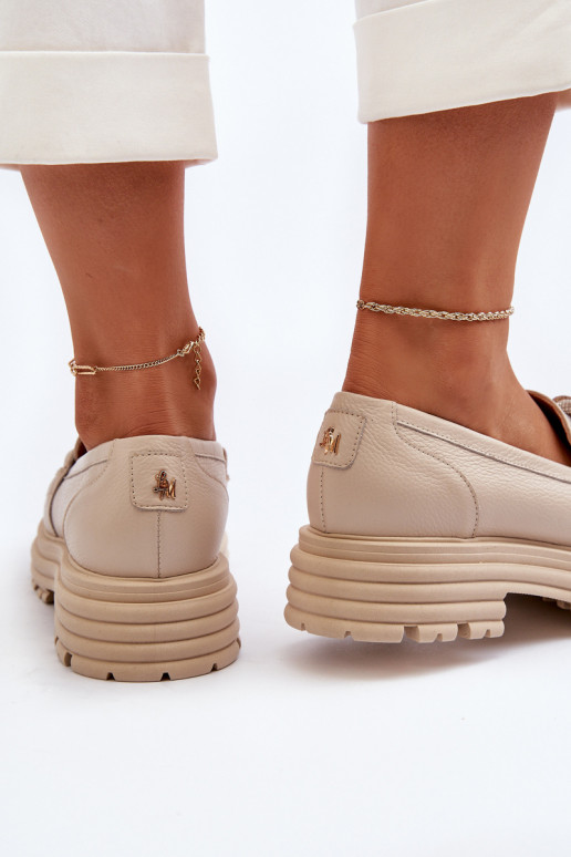 Leer dames mocassins met ornamenten Laura Messi 2780 beige Leer dames mocassins met ornamenten Laura Messi 2780 beige