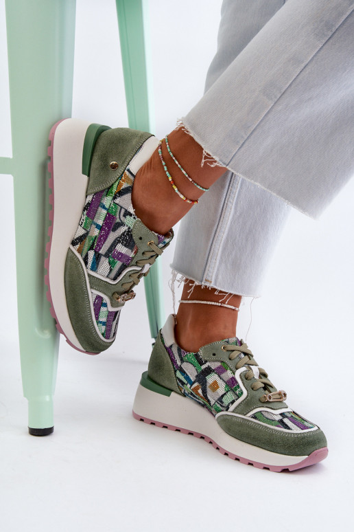 Leer Sneakers model schoenen Dames met platform Het heeftciejka 06390-09 SeledynoIne Leer Sneakers model schoenen Dames met platform Het heeftciejka 06390-09 SeledynoIne