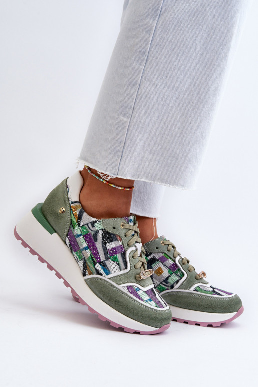 Leer Sneakers model schoenen Dames met platform Het heeftciejka 06390-09 SeledynoIne Leer Sneakers model schoenen Dames met platform Het heeftciejka 06390-09 SeledynoIne