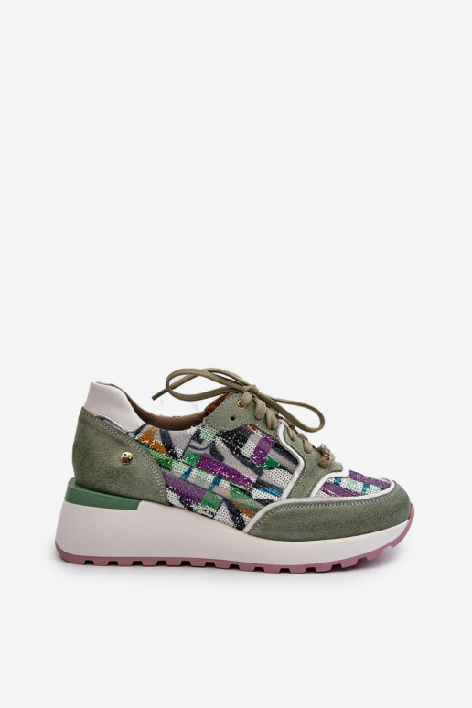 Leer Sneakers model schoenen Dames met platform Het heeftciejka 06390-09 SeledynoIne Leer Sneakers model schoenen Dames met platform Het heeftciejka 06390-09 SeledynoIne