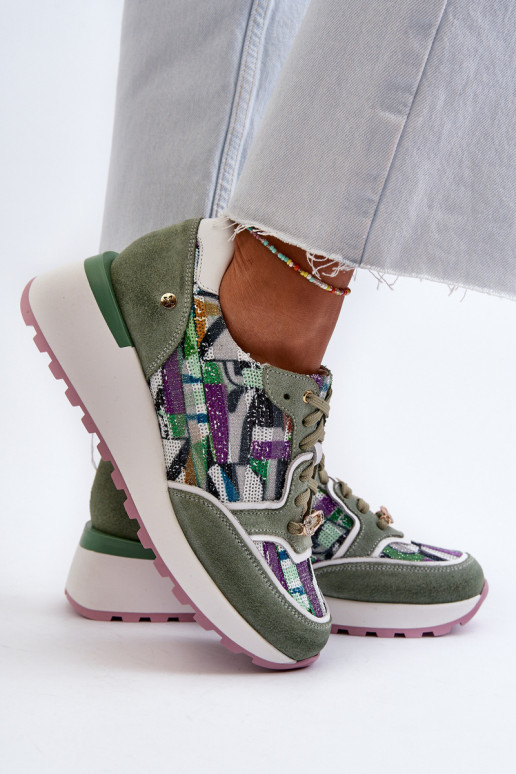 Leer Sneakers model schoenen Dames met platform Het heeftciejka 06390-09 SeledynoIne Leer Sneakers model schoenen Dames met platform Het heeftciejka 06390-09 SeledynoIne