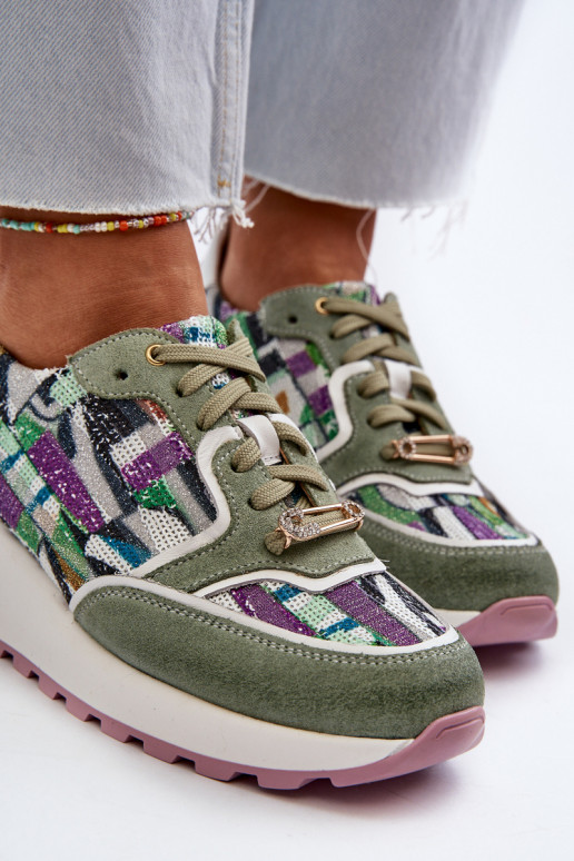 Leer Sneakers model schoenen Dames met platform Het heeftciejka 06390-09 SeledynoIne Leer Sneakers model schoenen Dames met platform Het heeftciejka 06390-09 SeledynoIne