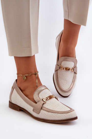 Leer Mocassins met ornamenten gouden kleur Het heeftciejka 06442-25 gouden kleur