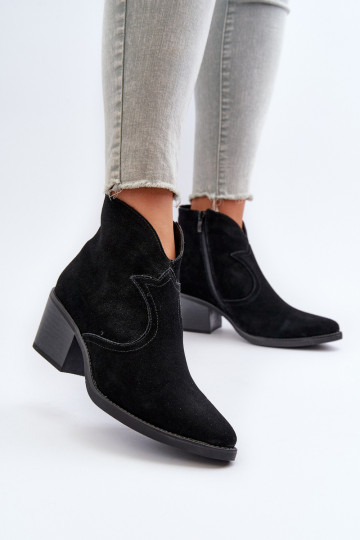Suede schoenen coInboystijl met ritssluitingen D&A SN622-29 zInart