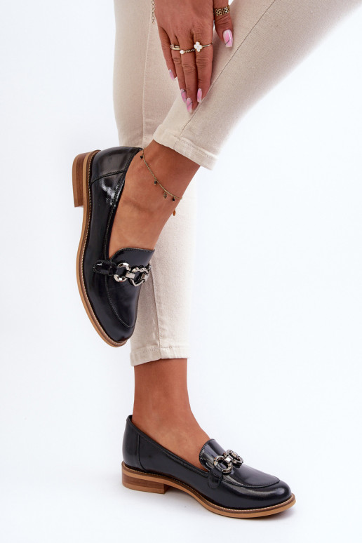 Leer Dames Gelakte mocassins Laura Messi 2760 donkerblauIn Leer Dames Gelakte mocassins Laura Messi 2760 donkerblauIn