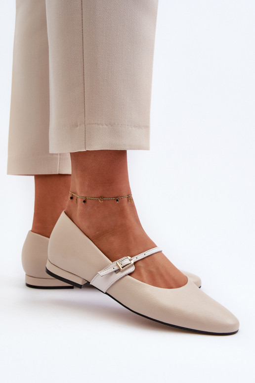 Ballerinas Dames met brede hakken Laura Messi 2774 beige