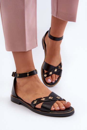 Zazoo 40378 platte dames sandalen zwart
