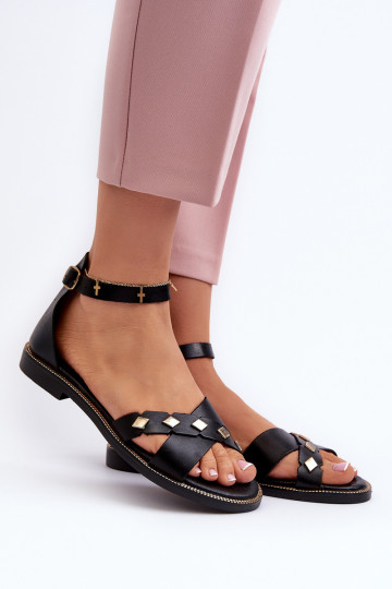 Zazoo 40378 platte dames sandalen zwart 2