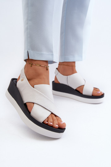 Zazoo 40256 leren platform sandalen in witte kleur