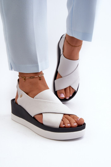 Zazoo 40256 leren platform sandalen in witte kleur 2